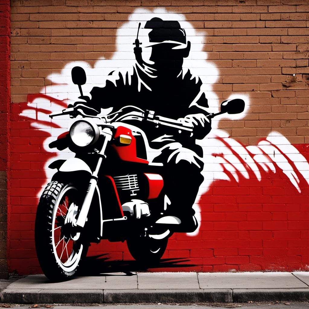 Banksy Paints Red Honda in Urban Graffiti Style
