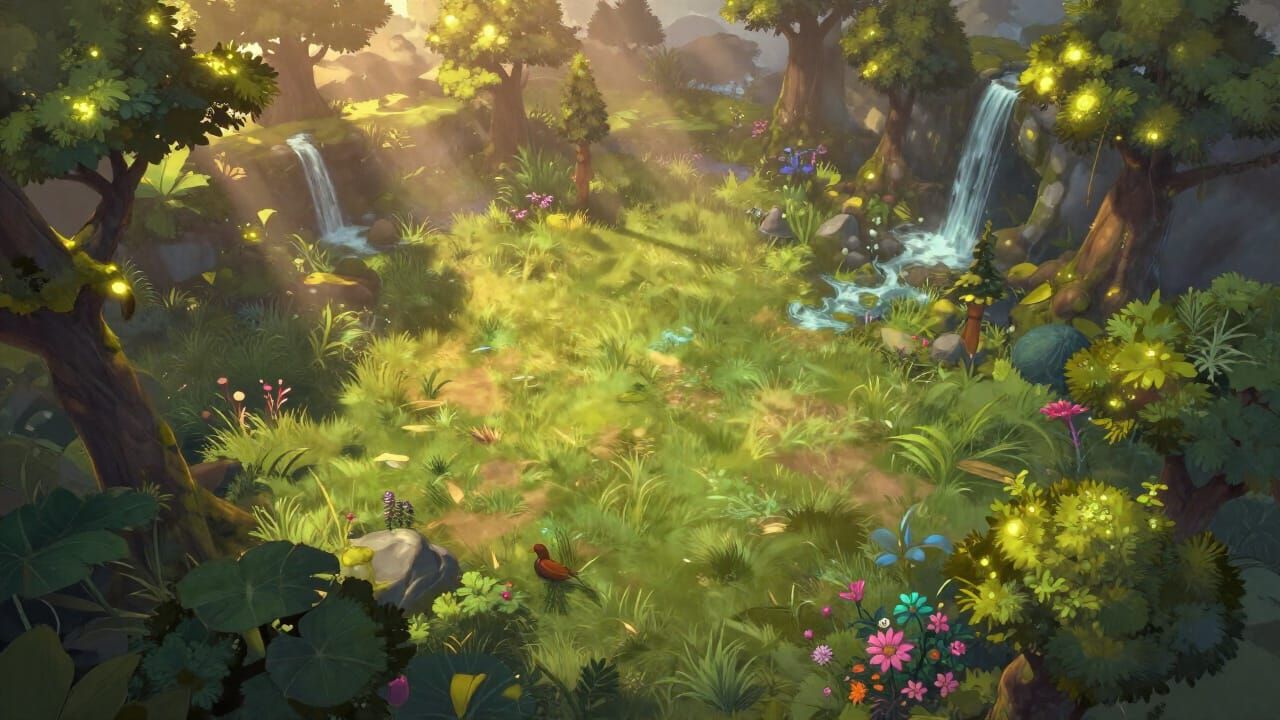 Dota 2 Nature Scene With Waterfalls and Glowing Moss