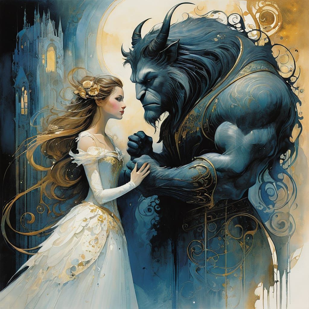 Beauty and the Beast, Surreal Art Nouveau
