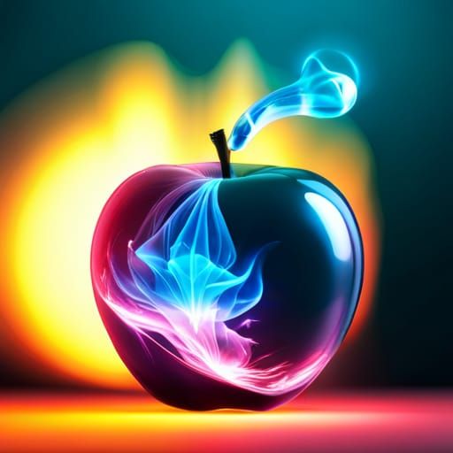 Cosmic Crystal Apple with Glowing Energy