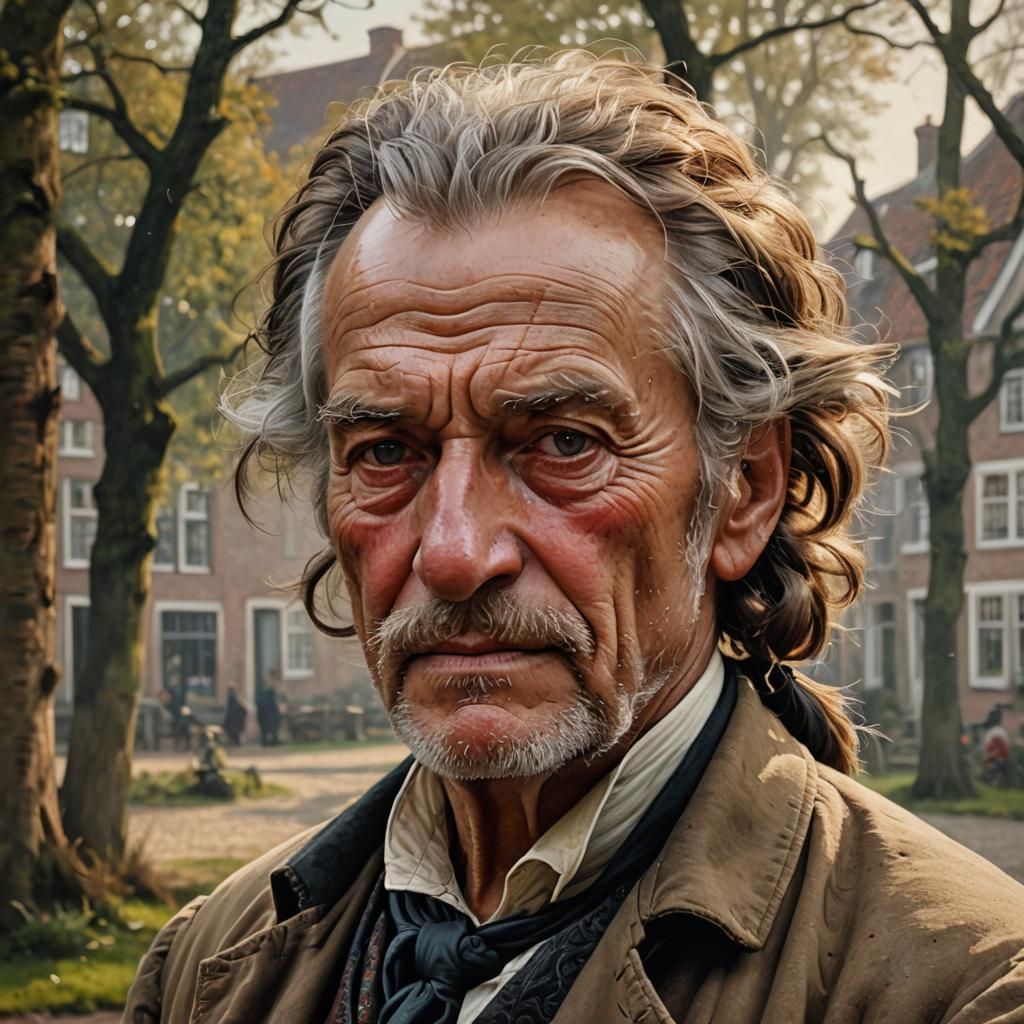 Dutch Realism Portrait: Man in Traditional Attire