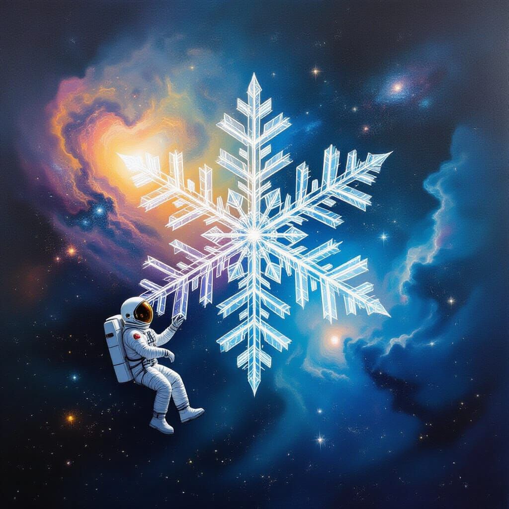 Surreal Astronaut Discovers Crystalline Snowflake in Cosmic ...