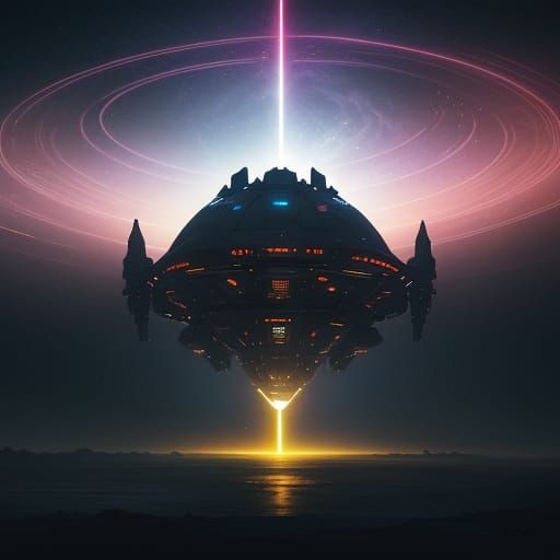 Alien Mothership in Space: Syd Mead Style