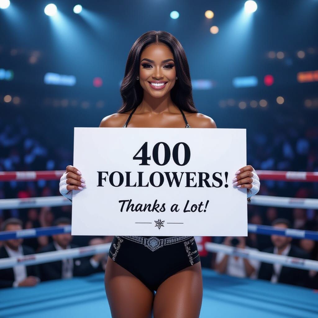 Elegant Ring Girl Celebrates 400 Followers in Boxing Arena
