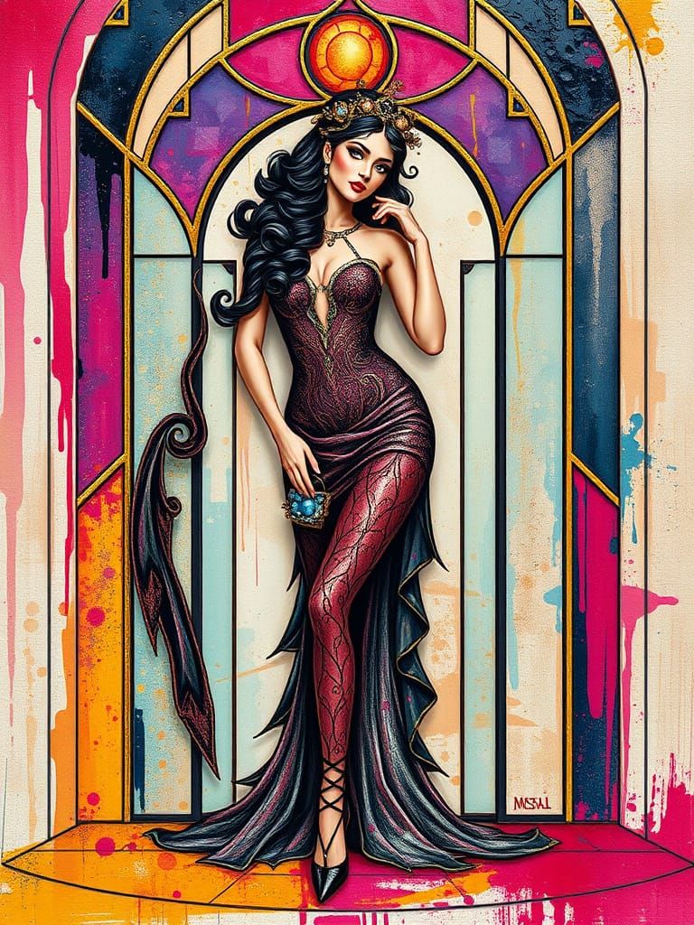 Art Deco Woman in Klimt Style Collage