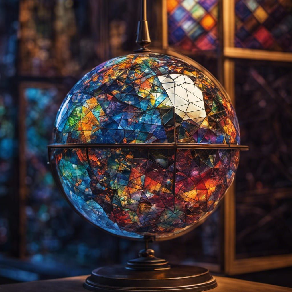 Polychromatic Stained Glass Globe with Dynamic Weather