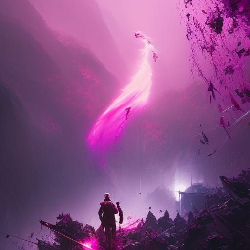 Vivid Purple Abstract Fantasy with Glass Crystals