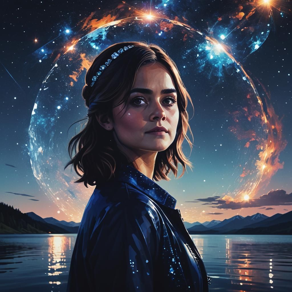 Jenna Coleman at Nebula Lake: Digital Illustration