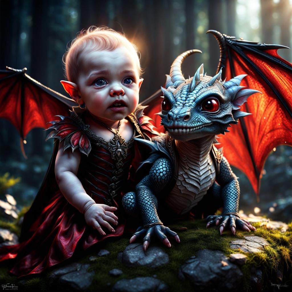 Baby and her pet dragon