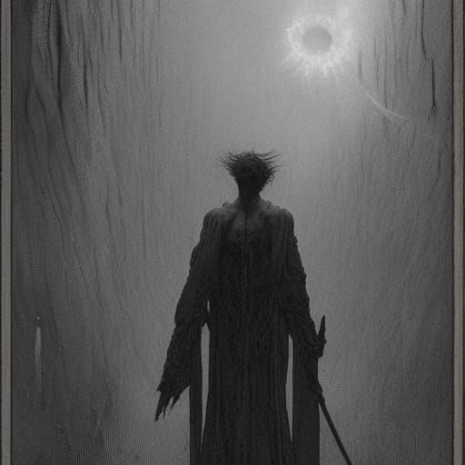 Horrific Axe Apparition in Doré Style