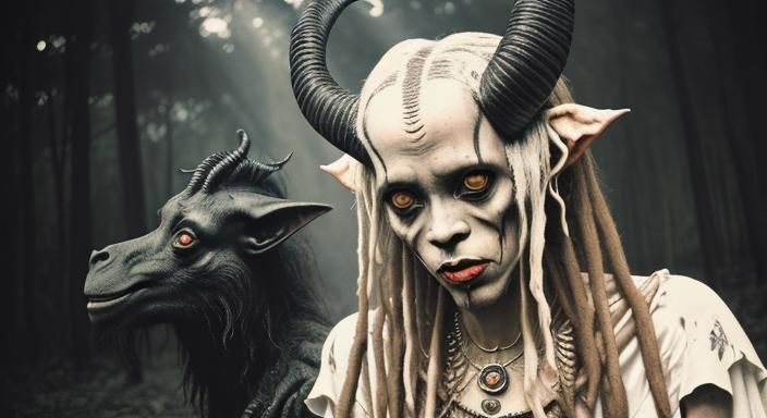 Terrifying Baphomet in Horror Style by Gorey