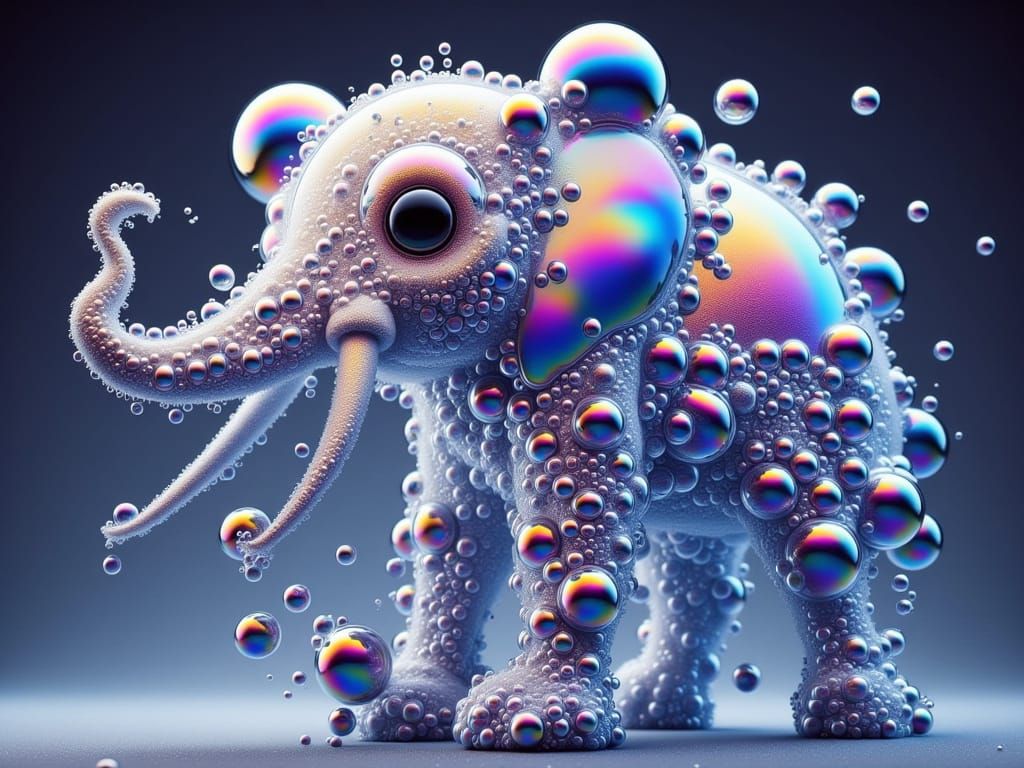Iridescent Bubble Elephant: A Surreal Dreamscape
