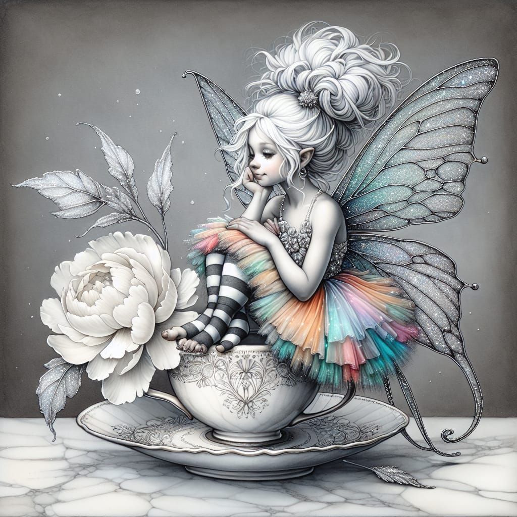 alcohol ink style,  digital, 3D, detailed. A beautiful fairy...