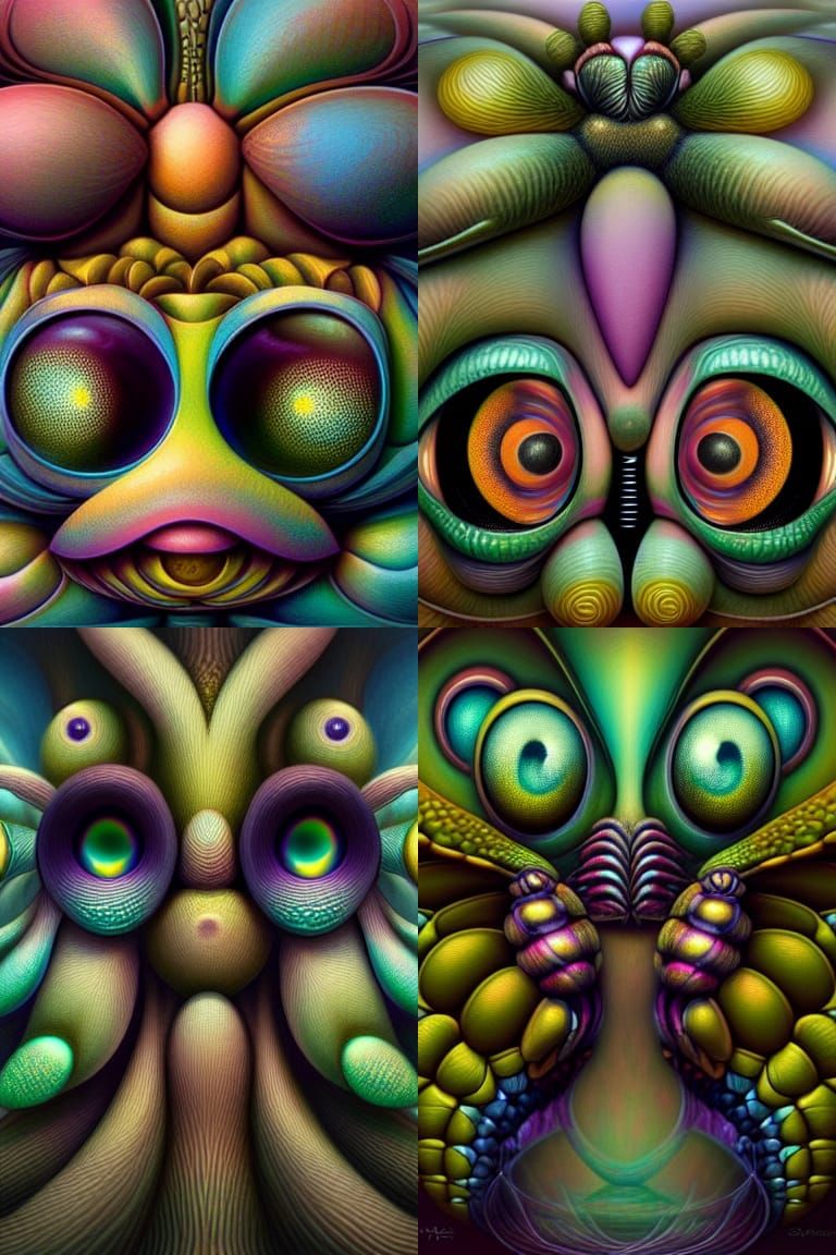 Insectoid Bumble Bee with Compound Eyes in Pastel Tones