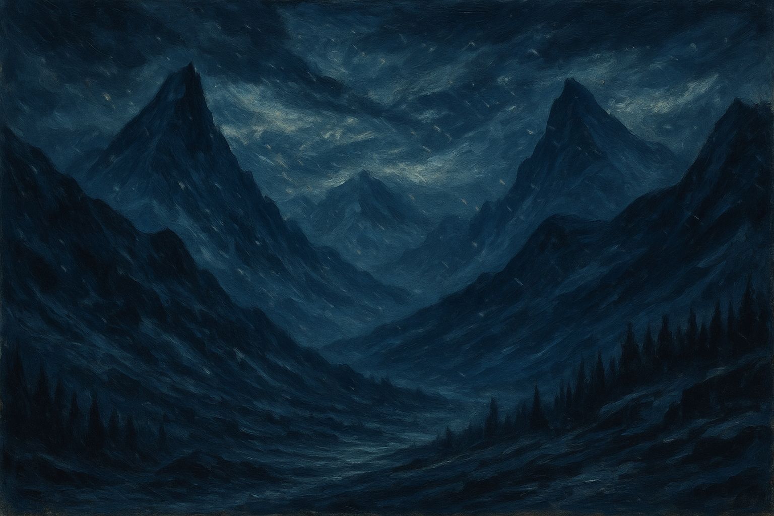 Ominous Snow Apocalypse in Moody Mountains