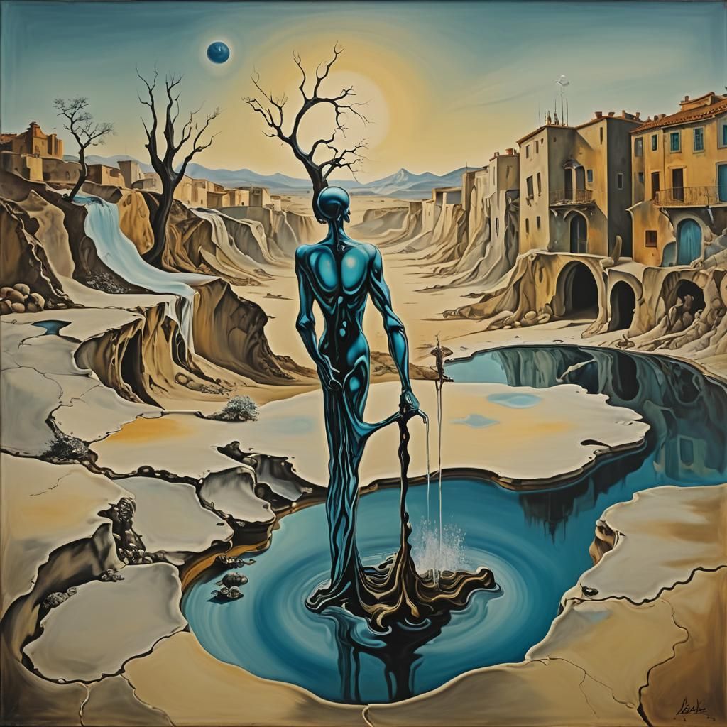 Surreal Oleander Garden in Dali-esque Oil Painting