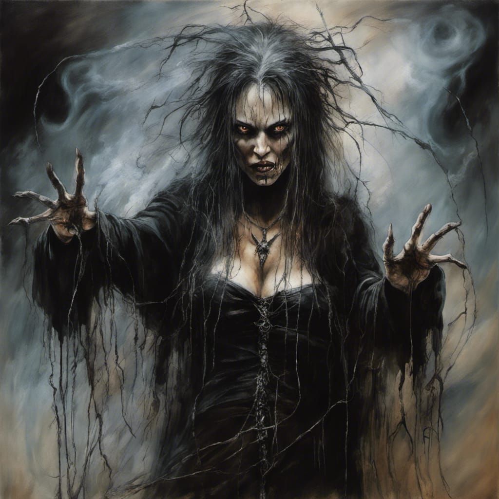 Sinister Witch of Revenge in Oil Painting Style