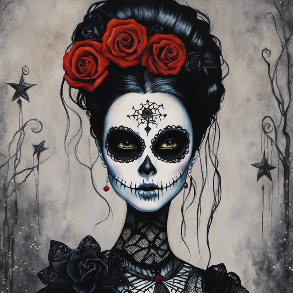 Dia de Los Muertos Bride in Burton Style