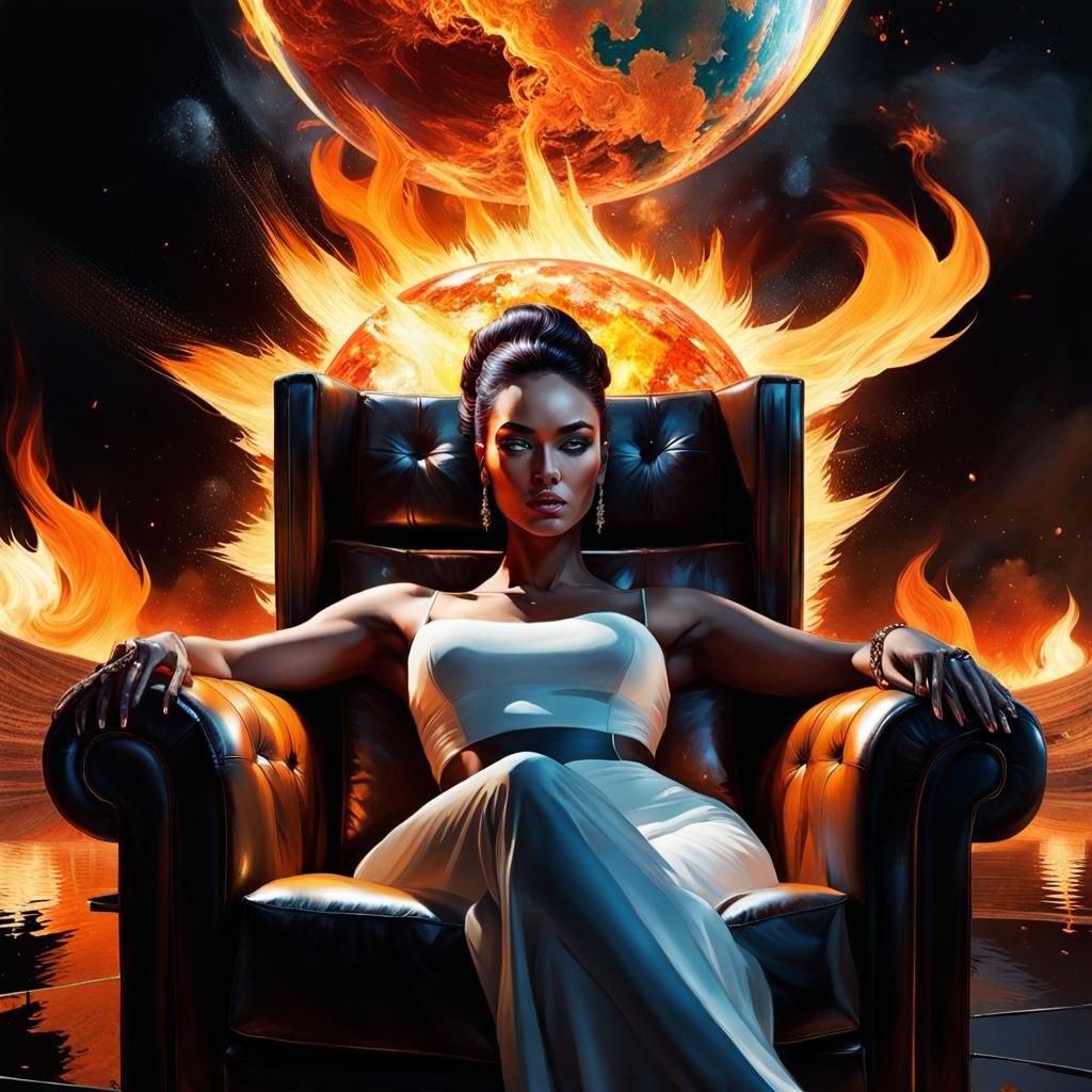 Woman, Whisky, and Flaming Earth: Digital Art