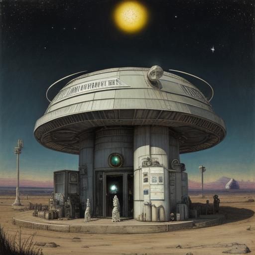 Rabbits at an Alien Gas Station: Surreal Art