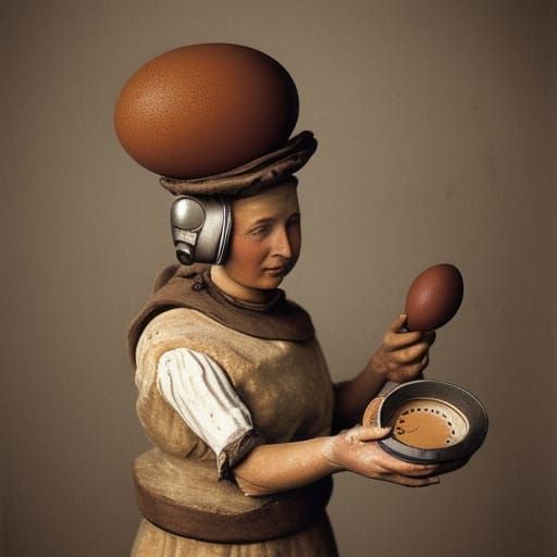 Porcelain Sculpture: Swiss Workman with Egg Computer