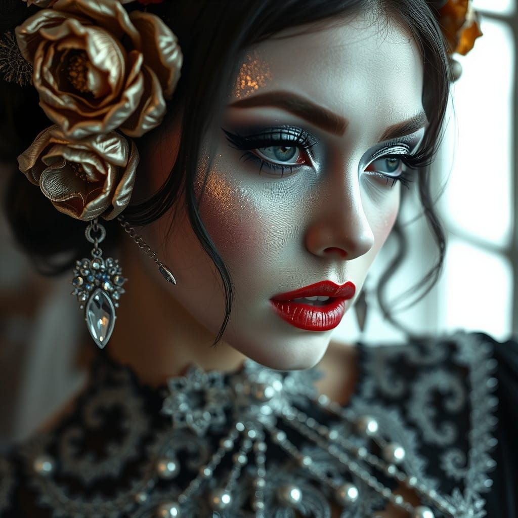 Gothic Beauty in Iridescent Splendor