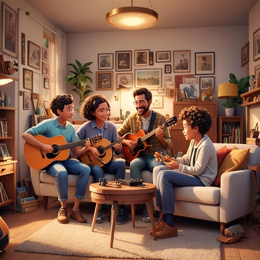 Family Harmony in Pixar-Style 3D Art