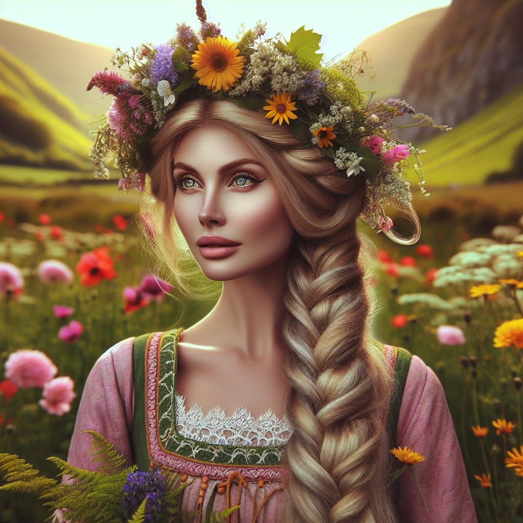 Welsh Celtic Goddess of Love and Springtime in Hyperrealisti...