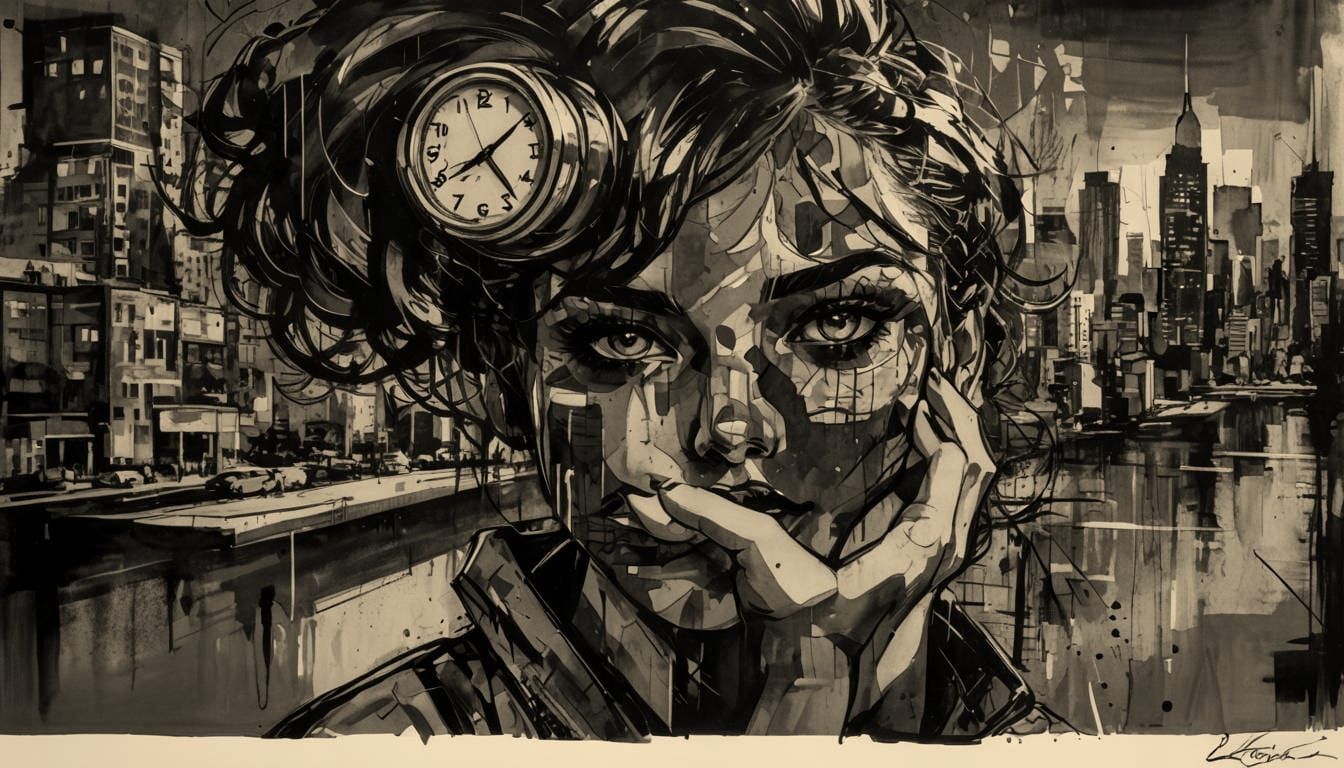 Modern European Pop Art Ink Painting