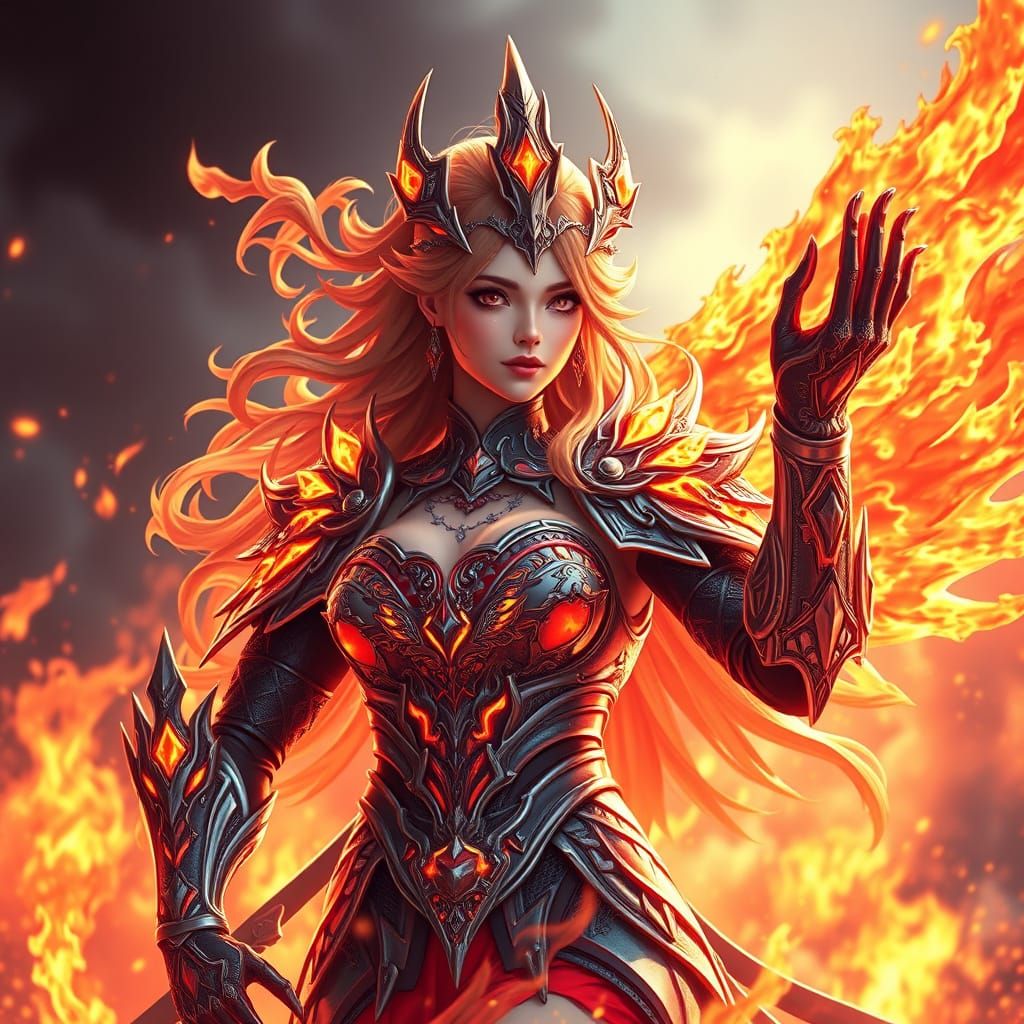 Surreal Anime Princess Ignites Inferno in 8K Resolution