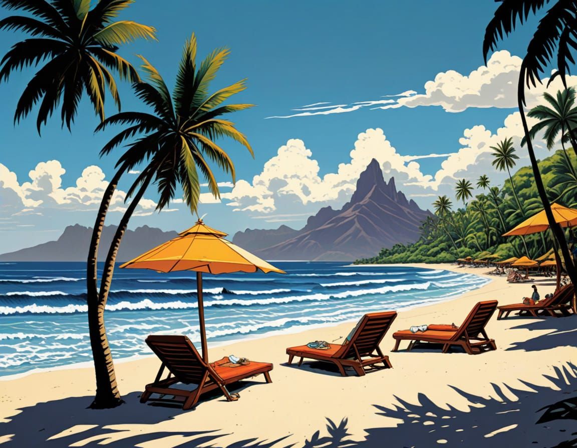 Tahitian Paradise in Impressionist Brushstrokes