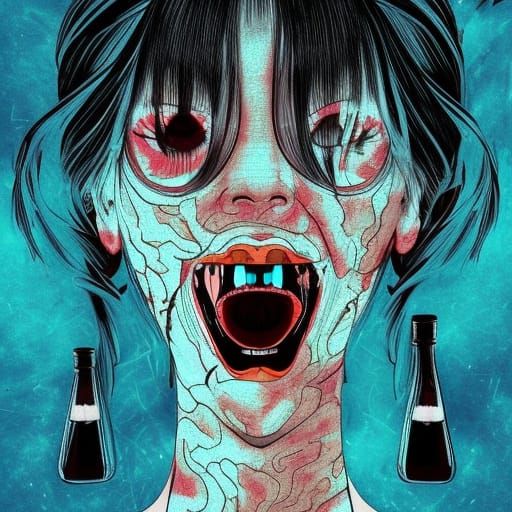 Creepy Girl in Haunted School, Astral Illustration