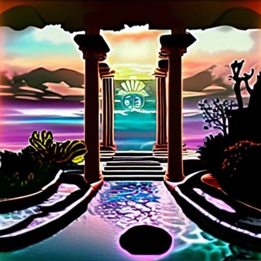 Abandoned Temple: Sea Life and Floral Trellis