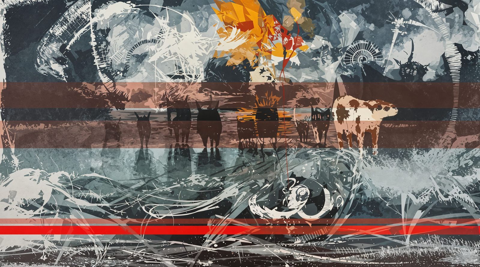 Energetic Stormscape in Vibrant Red