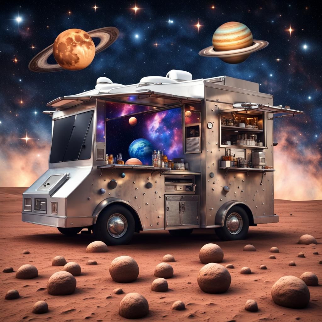 Futuristic Food Truck on the Moon: Macro Photograph