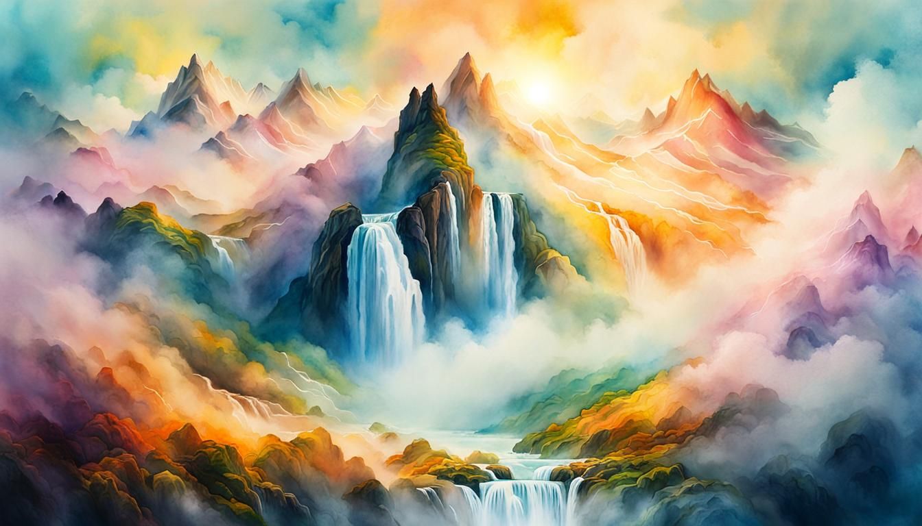 Surreal Cloud Waterfalls: A Dreamlike Landscape