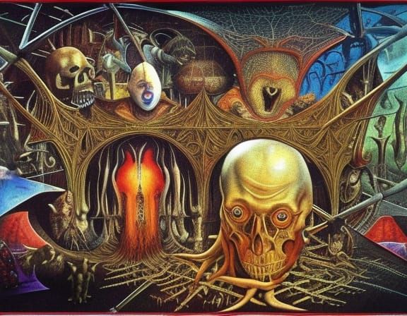 Medieval Horror Torture Scene in Gothic Oil Painting