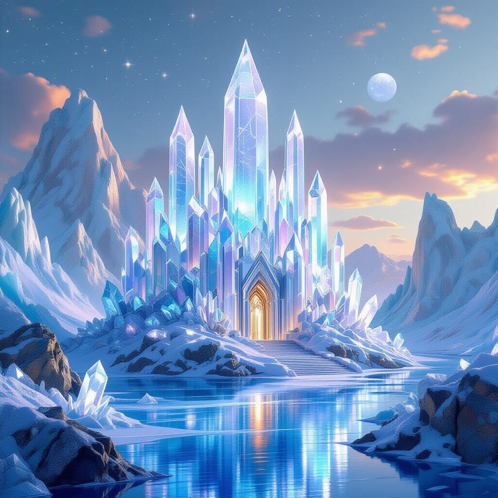 Futuristic Crystal Palace on Alien Planet