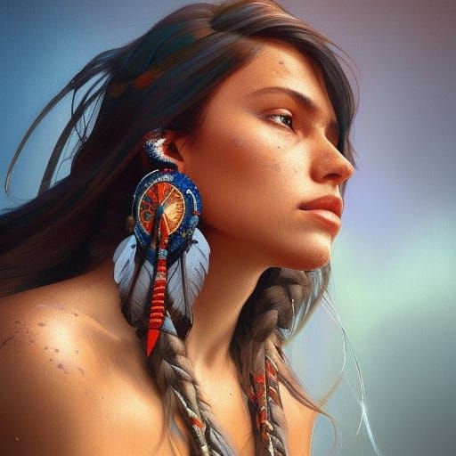 Native American Portrait in Digital Art Style