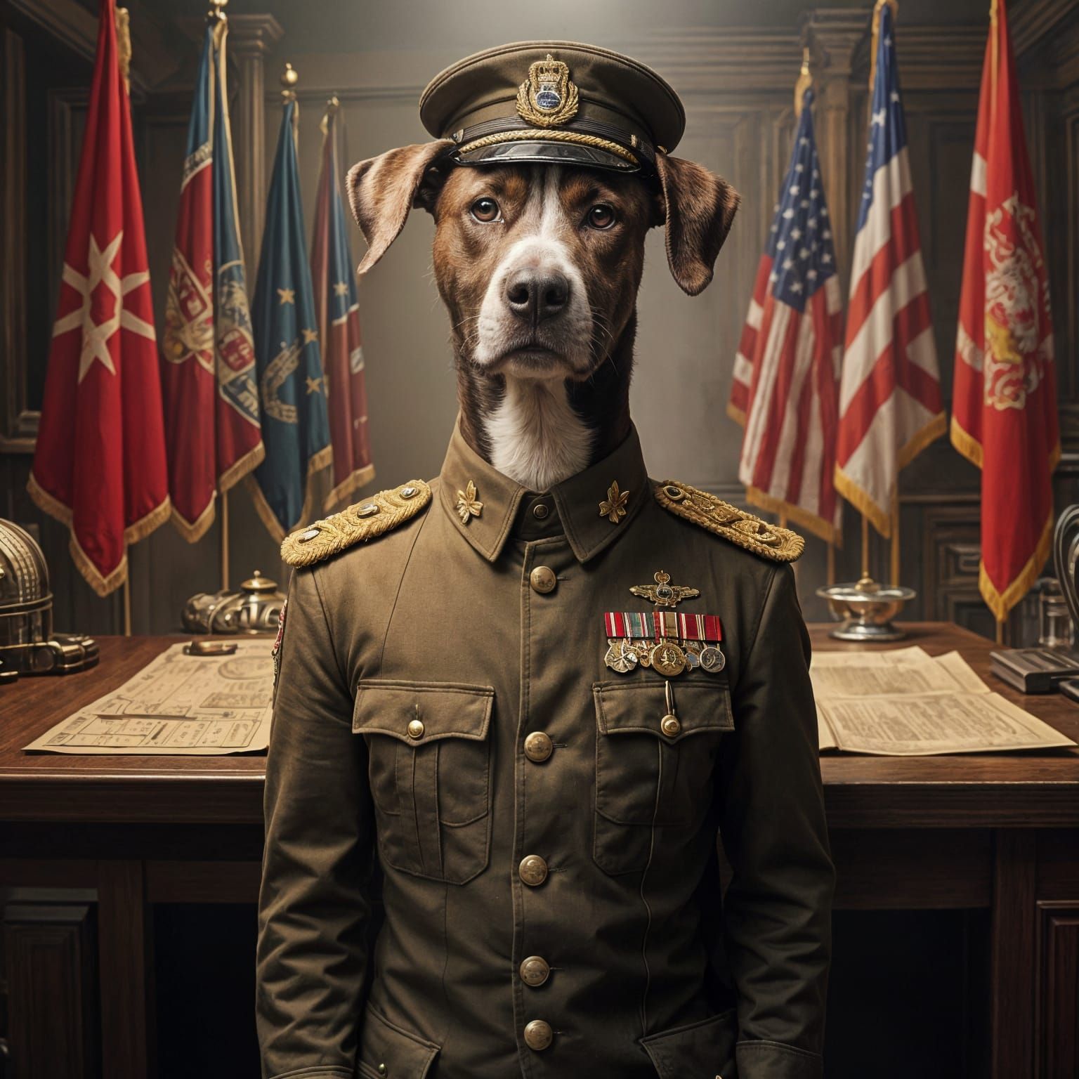 Choko: Military General Dog Portrait
