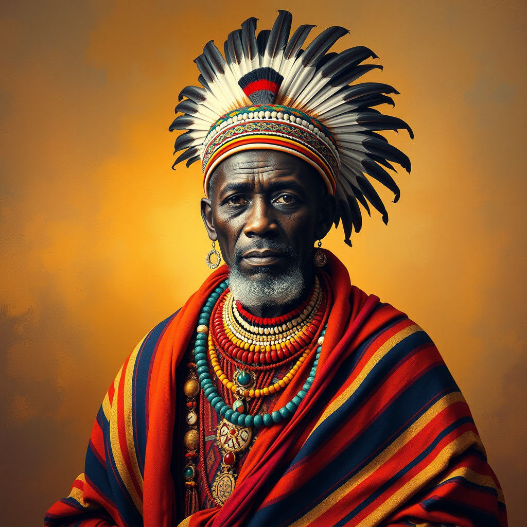 King Moshoeshoe Portrait in Vibrant Realism