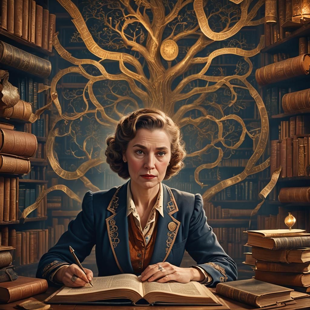 Genealogy Expert Portrait in Matte Painting Style