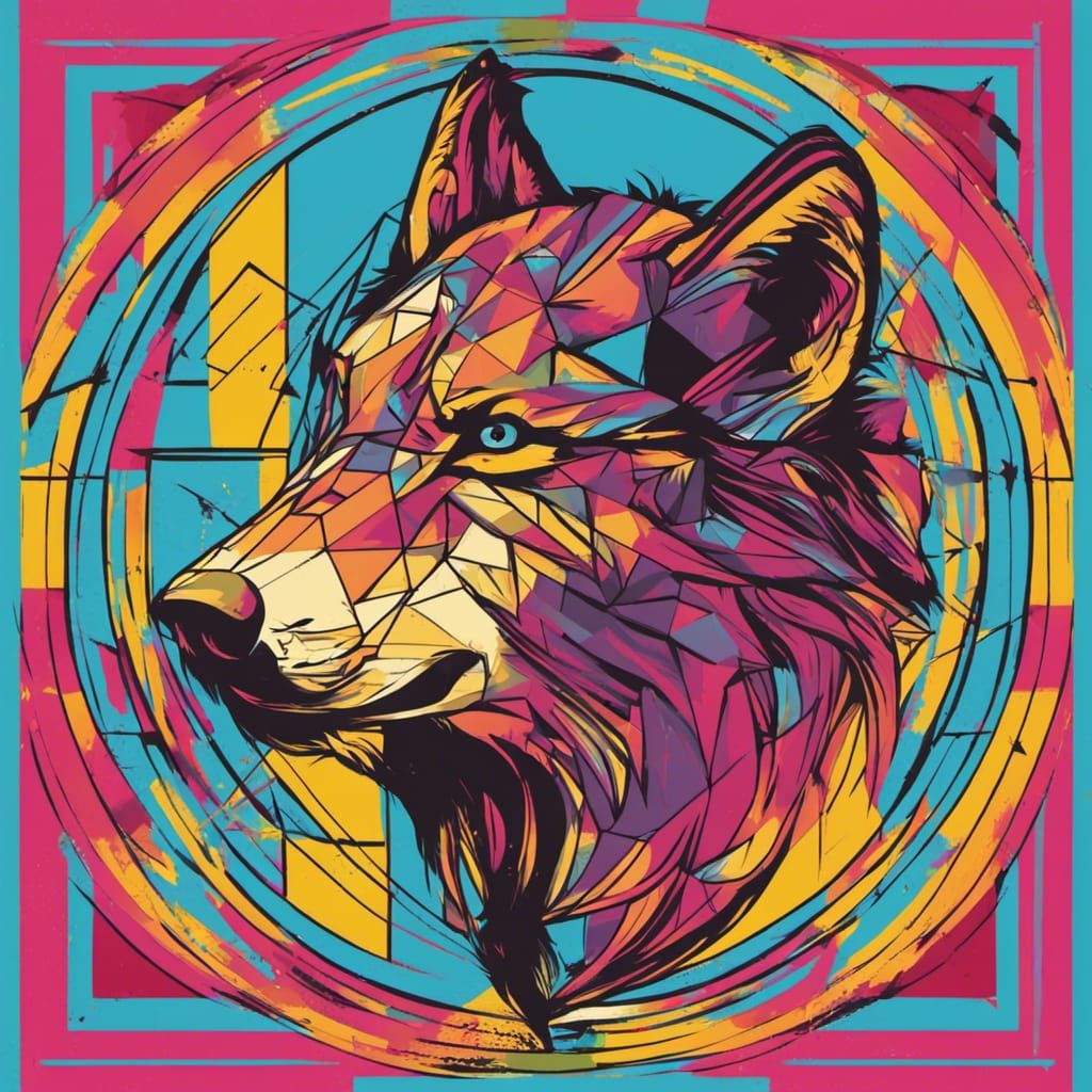 Wolf Volleyball in Pop Art Style