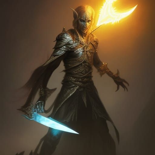 Intricate Dark Elf with Magic Dagger