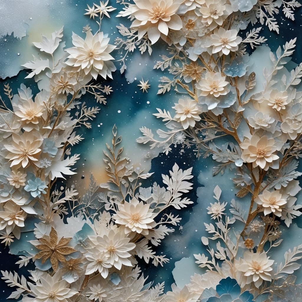 Elegant Ice and Snow Collage at Twilight