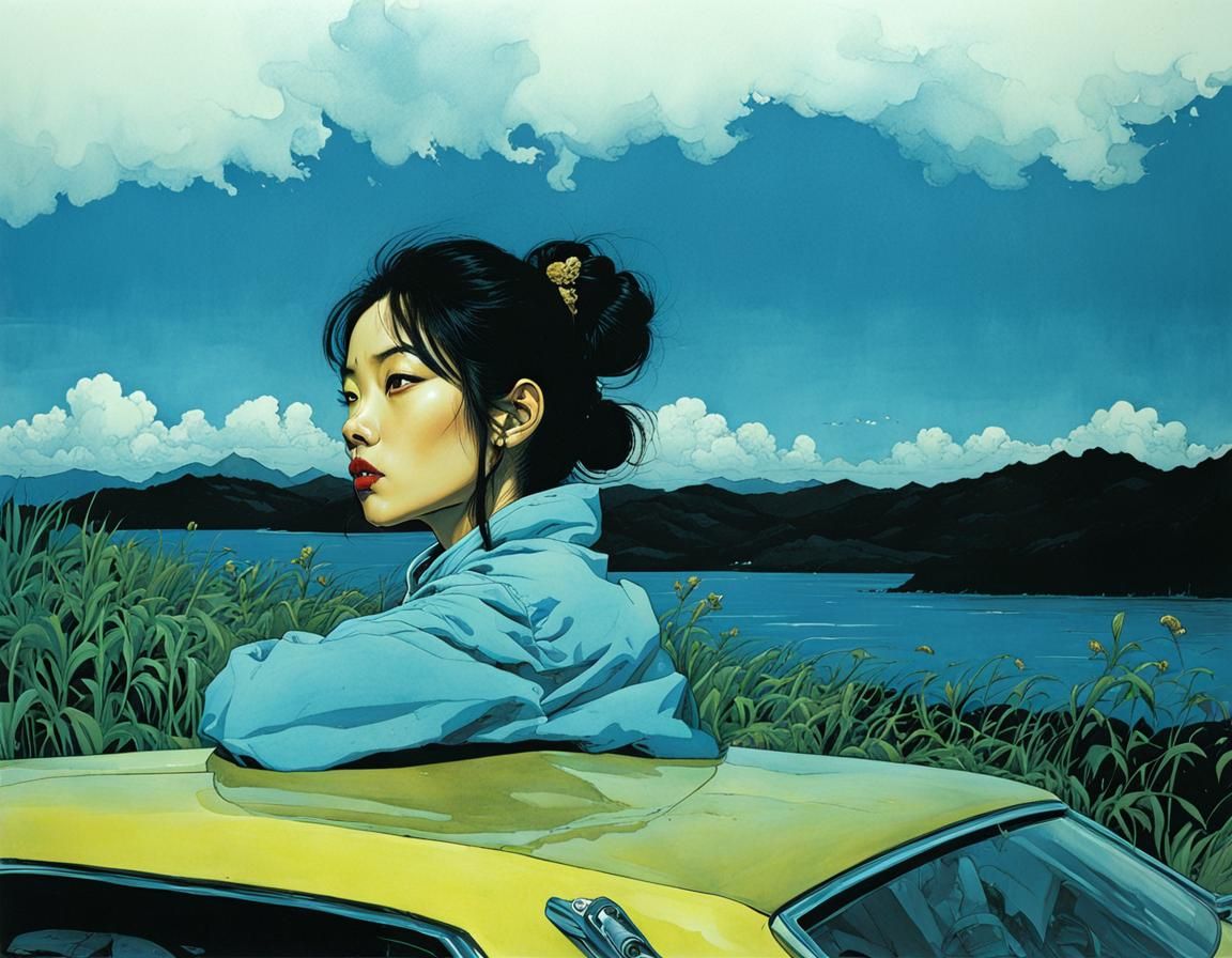 Asian Woman Portrait with Bold Color Blocking