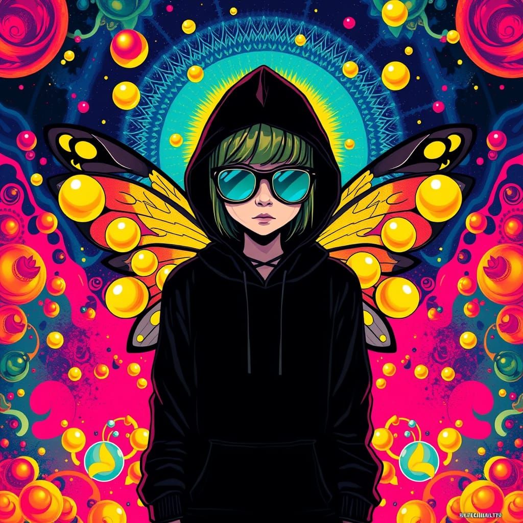 Gangster Fairy in Psychedelic Pop Art Style