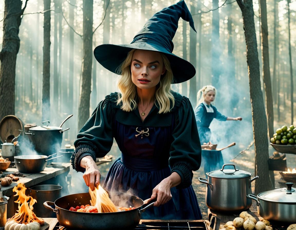 Margot Robbie as Cooking Witch in Sunny Woods
