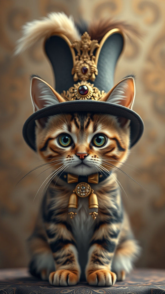 Aristocratic Chibi Cat in Elaborate Hat