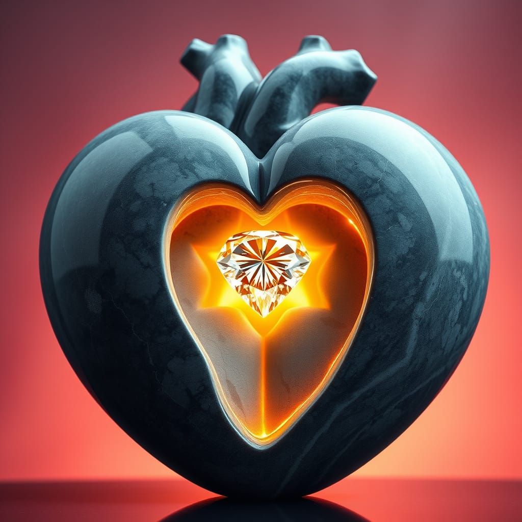 Timeless Blue Stone Heart Sculpture in Majestic Marble